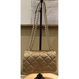 Kate Spade‎ Gold Quilted Leather Mini Emerson Place Vivenna  Crossbody Bag